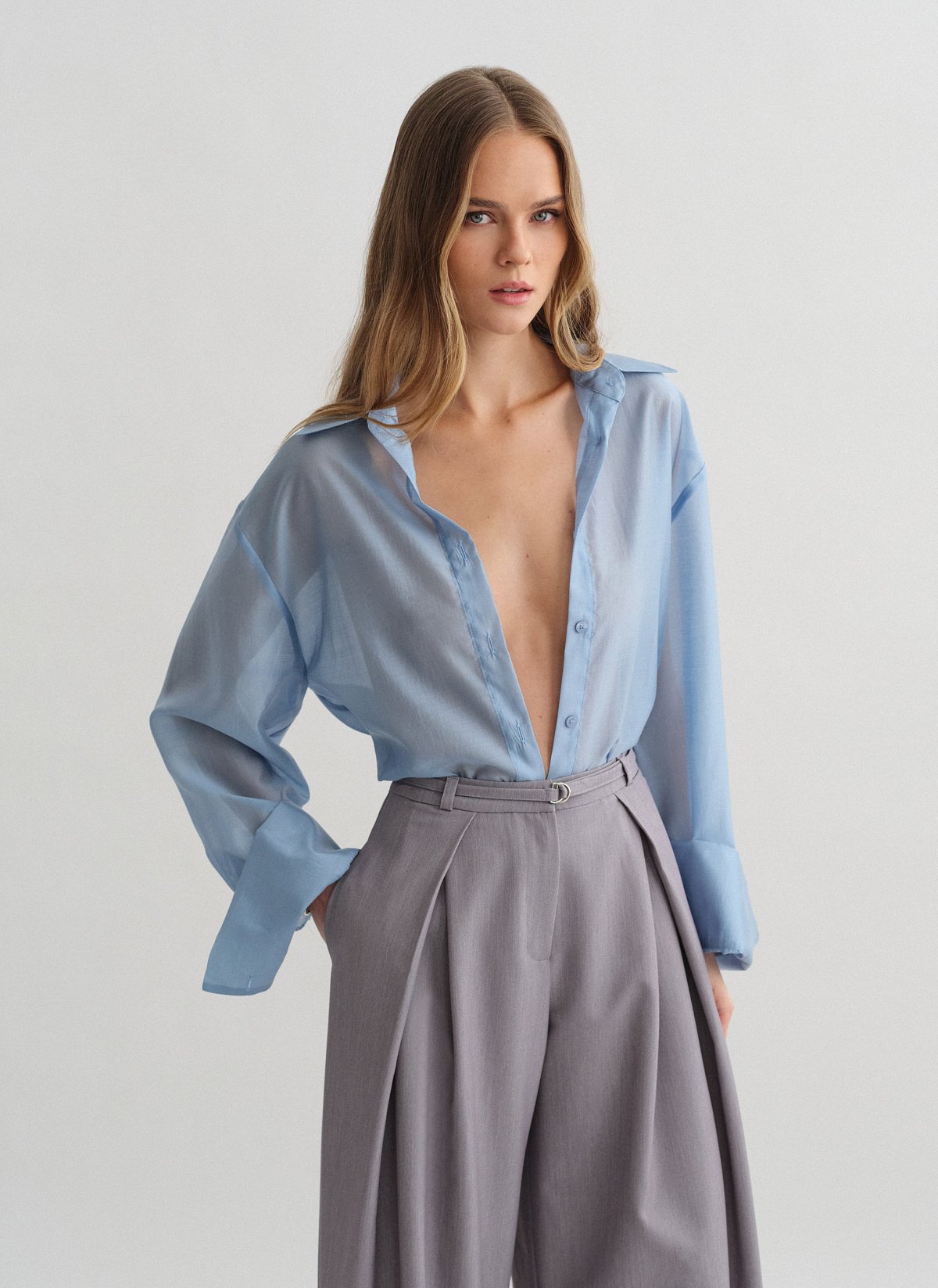 Γυναικείο oversized ημιδιάφανο πουκάμισο