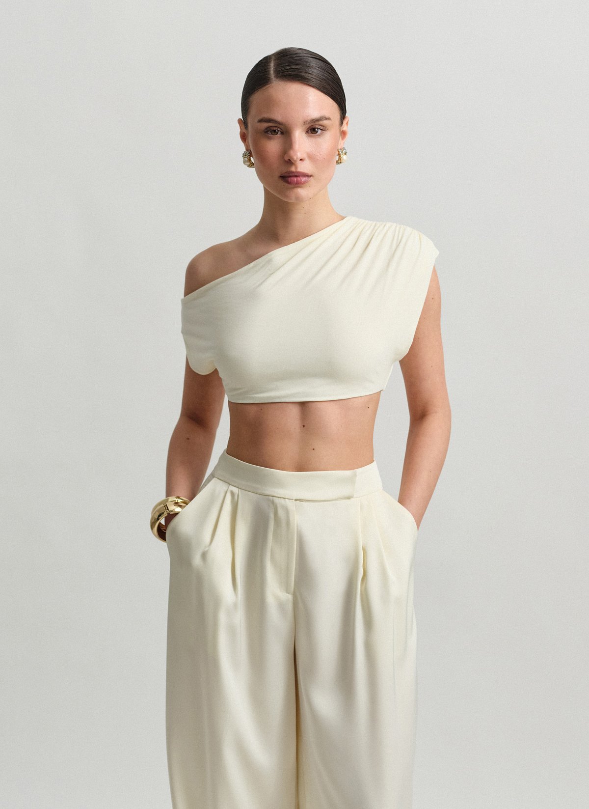 Bamboo one-shoulder crop top-1