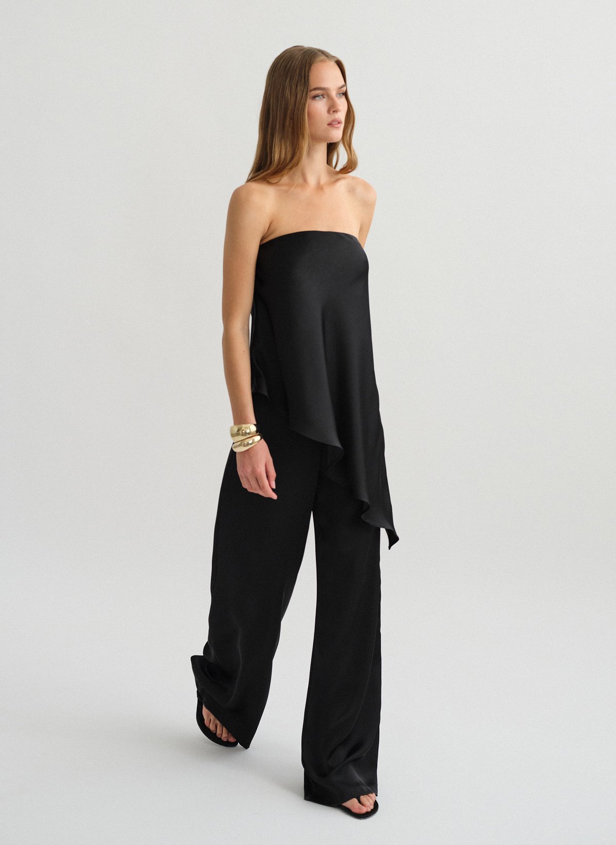 Satin trousers with elastic waistband-22