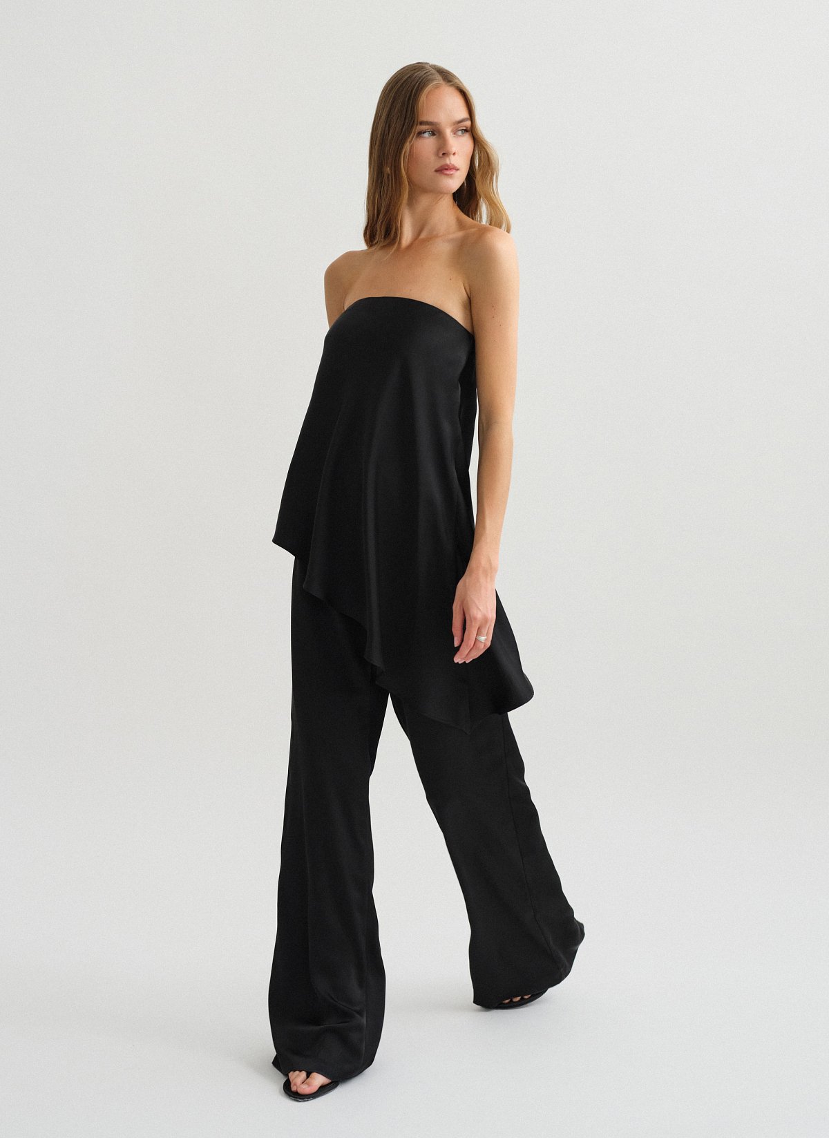 Satin trousers with elastic waistband-21