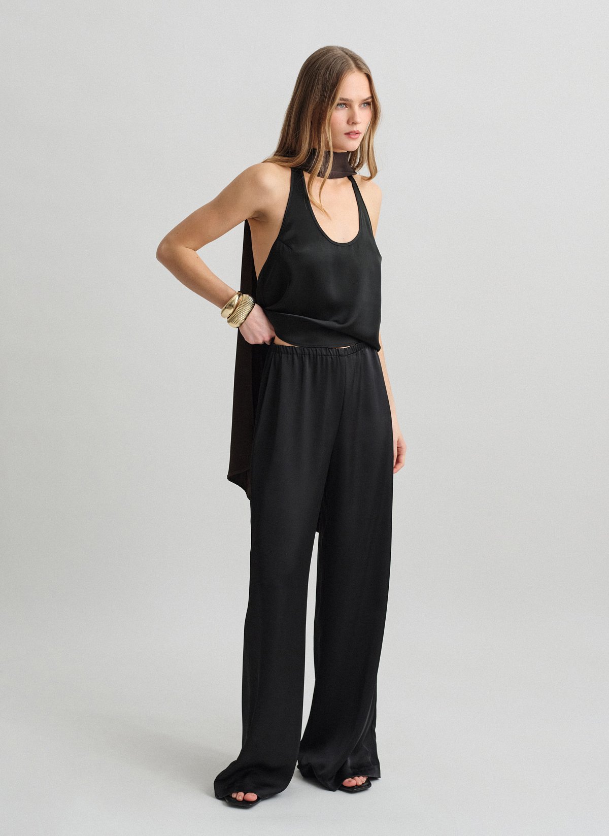 Σατέν παντελόνι με λάστιχο-17