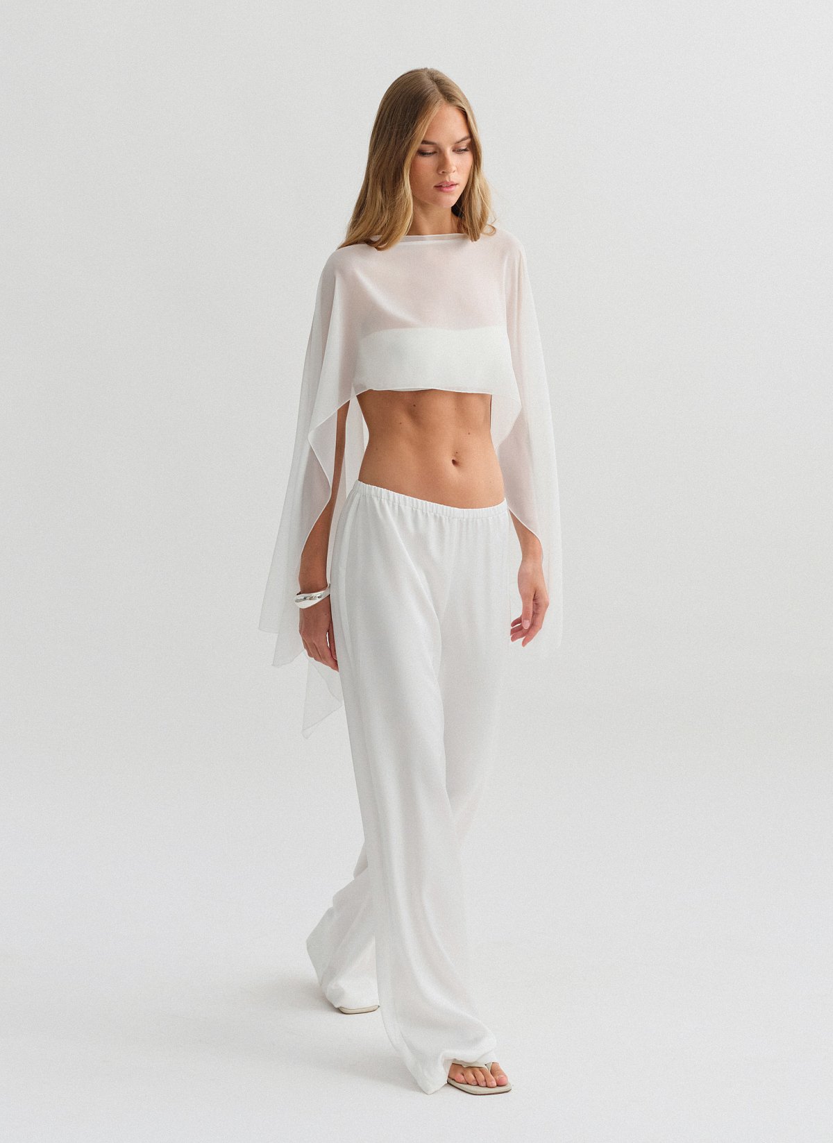 Satin trousers with elastic waistband-16