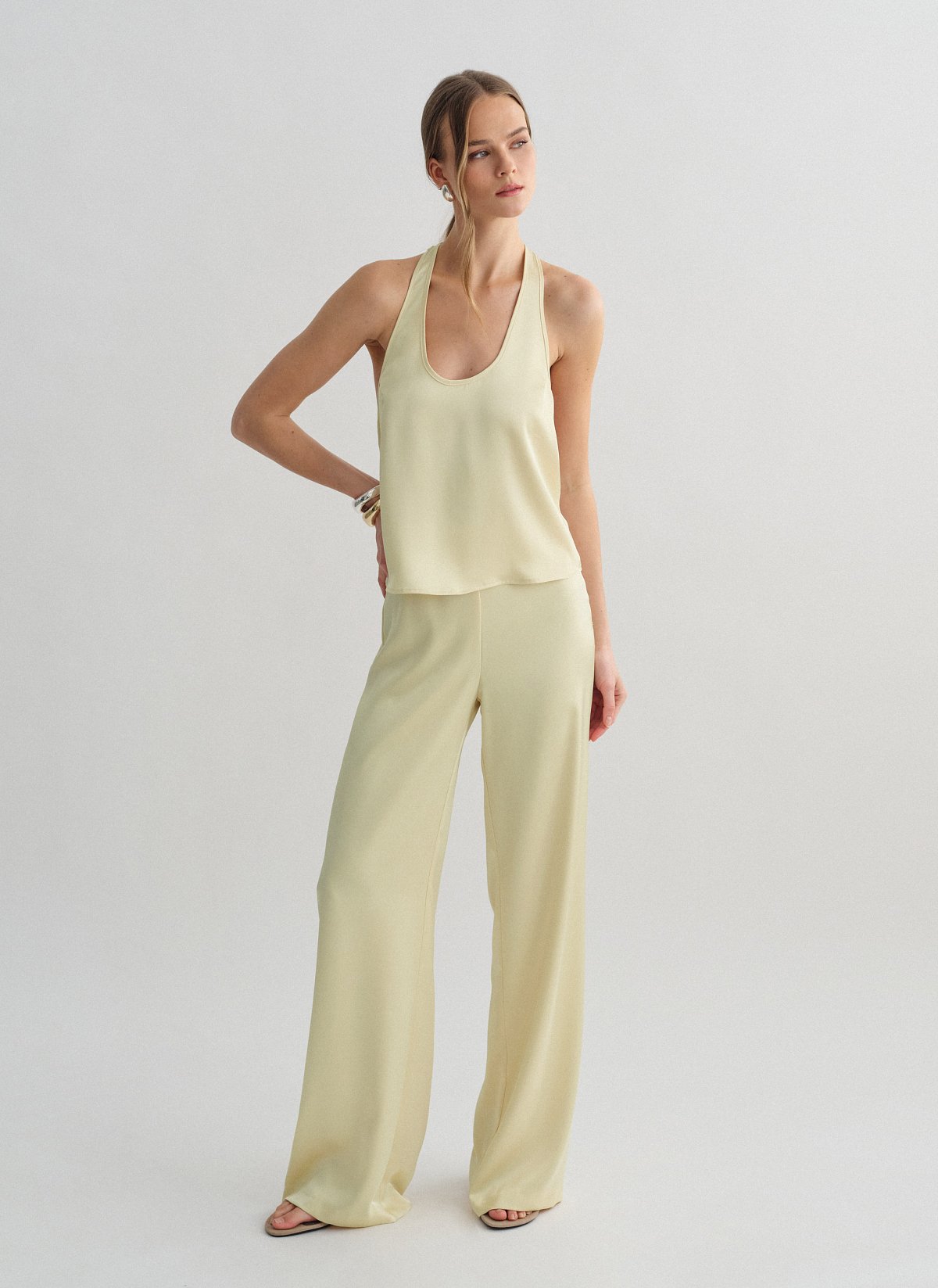 Σατέν παντελόνι με λάστιχο-1