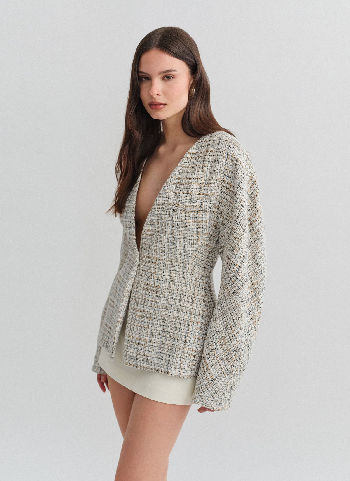 Μεσάτο μπλέιζερ με ύφανση-2