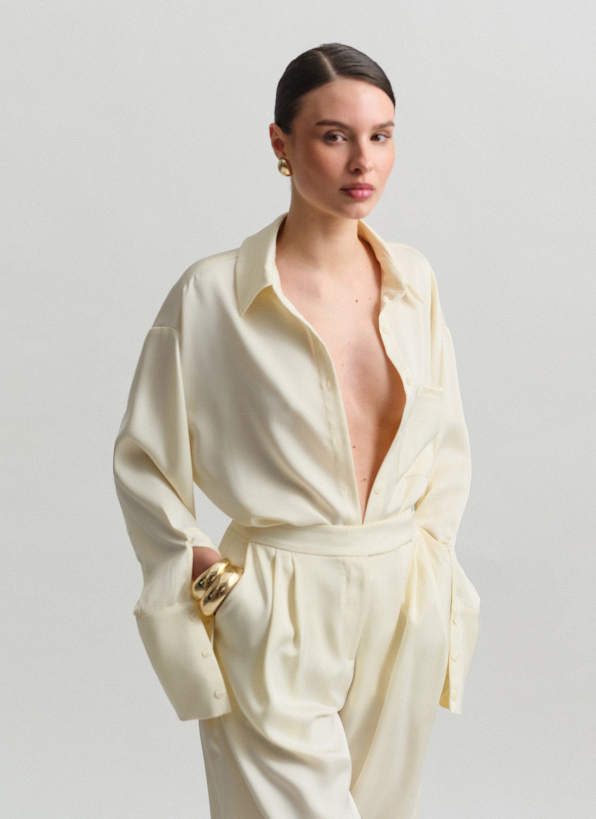 Satin oversized shirt-8