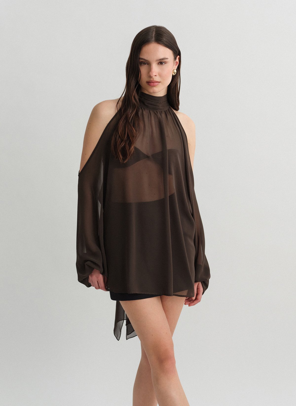 Ημιδιάφανο cut-out μίνι φόρεμα-9