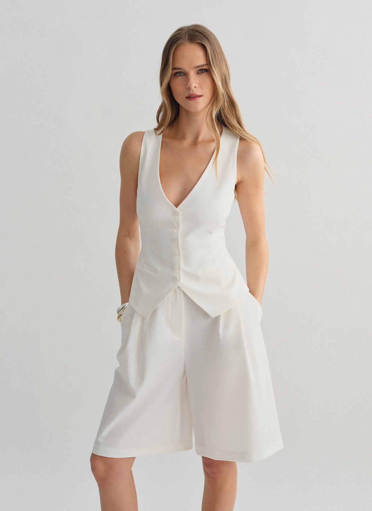 Υφασμάτινο γιλέκο με κουμπιά-7