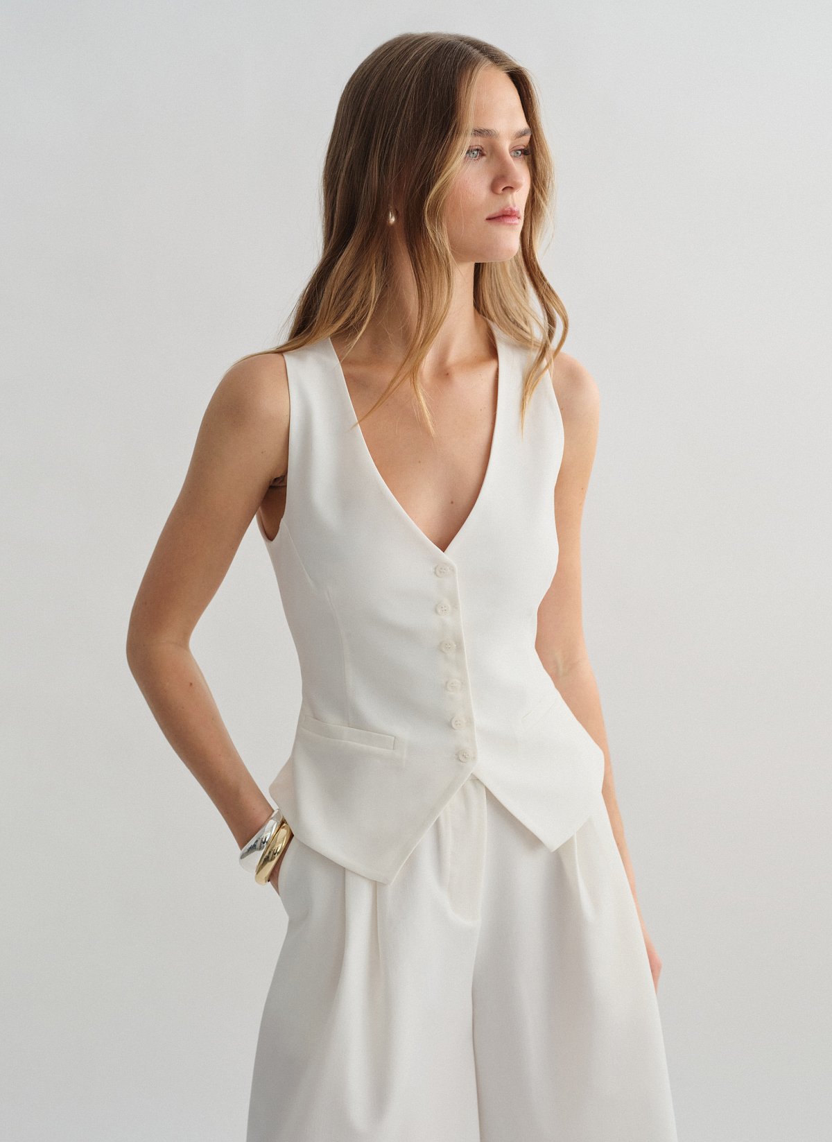 Υφασμάτινο γιλέκο με κουμπιά-6