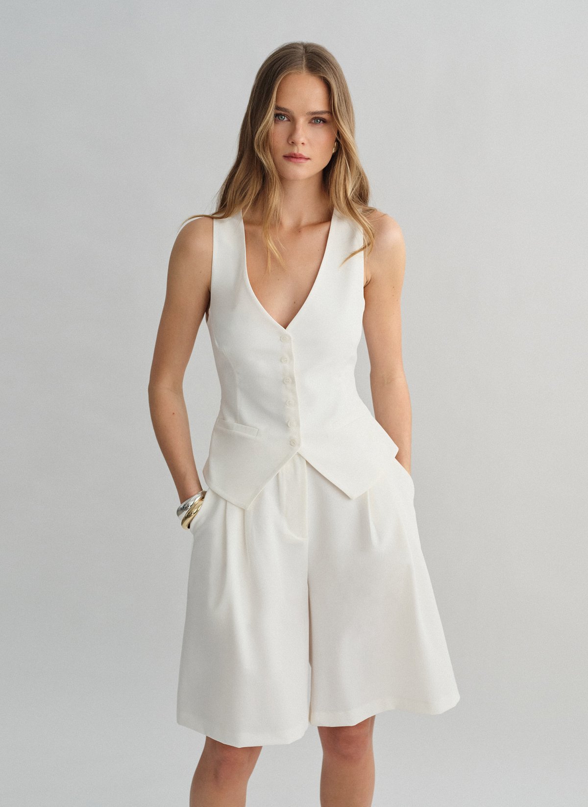 Υφασμάτινο γιλέκο με κουμπιά-8