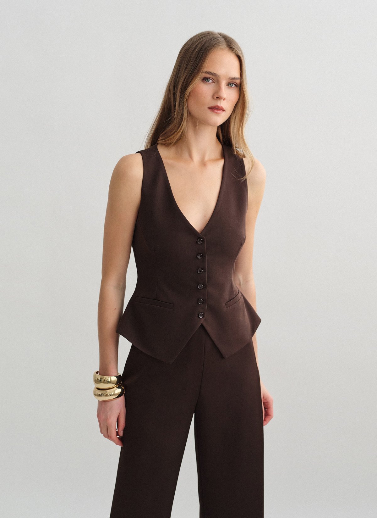 Υφασμάτινο γιλέκο με κουμπιά-16