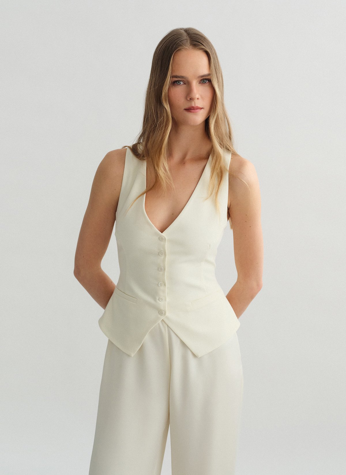 Υφασμάτινο γιλέκο με κουμπιά-14