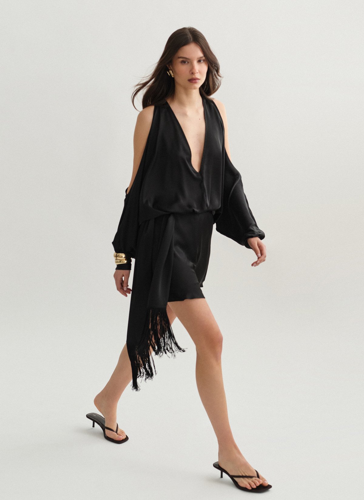 Σατέν cut-out μίνι φόρεμα-4