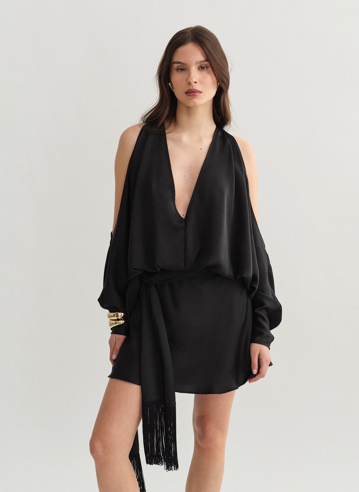 Σατέν cut-out μίνι φόρεμα-2