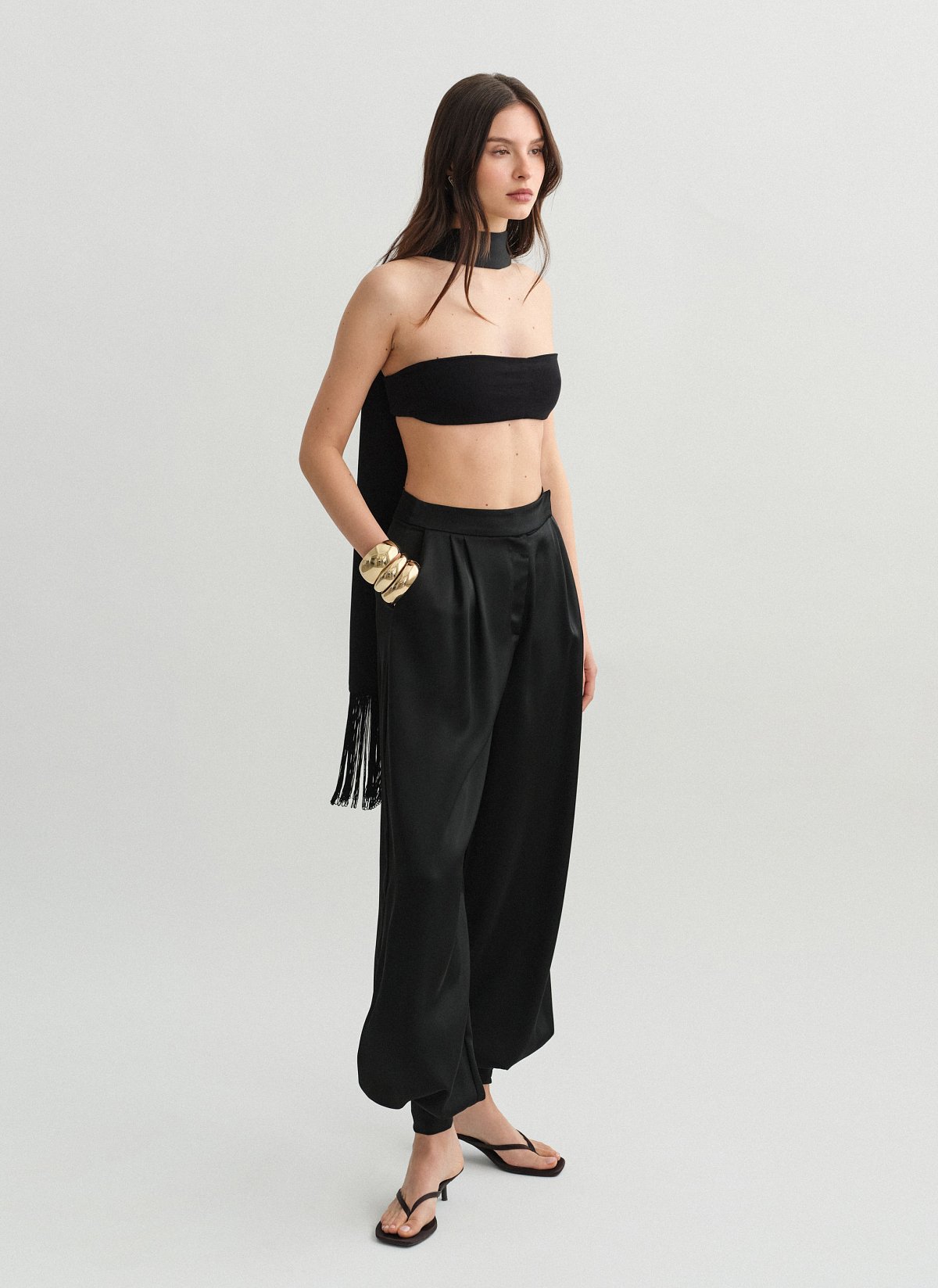 Balloon satin trousers-1