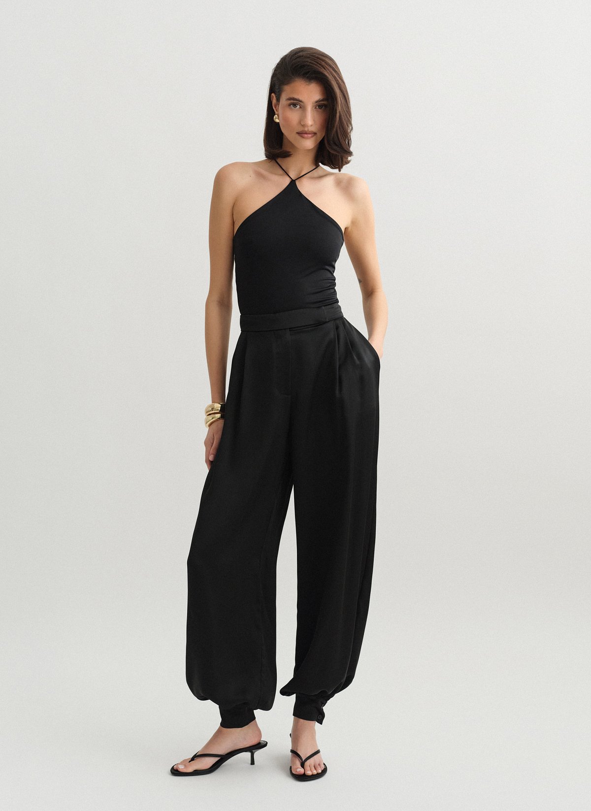 Balloon satin trousers-10