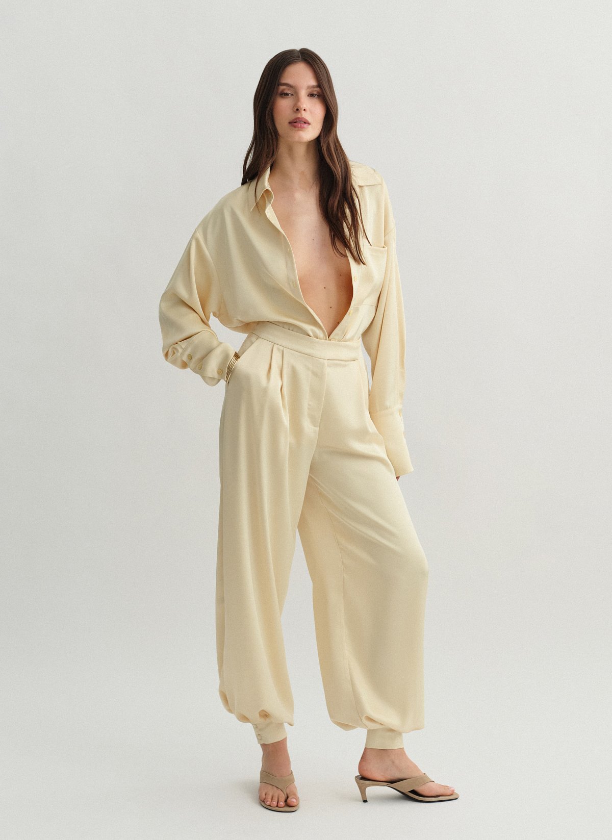 Balloon satin trousers-7