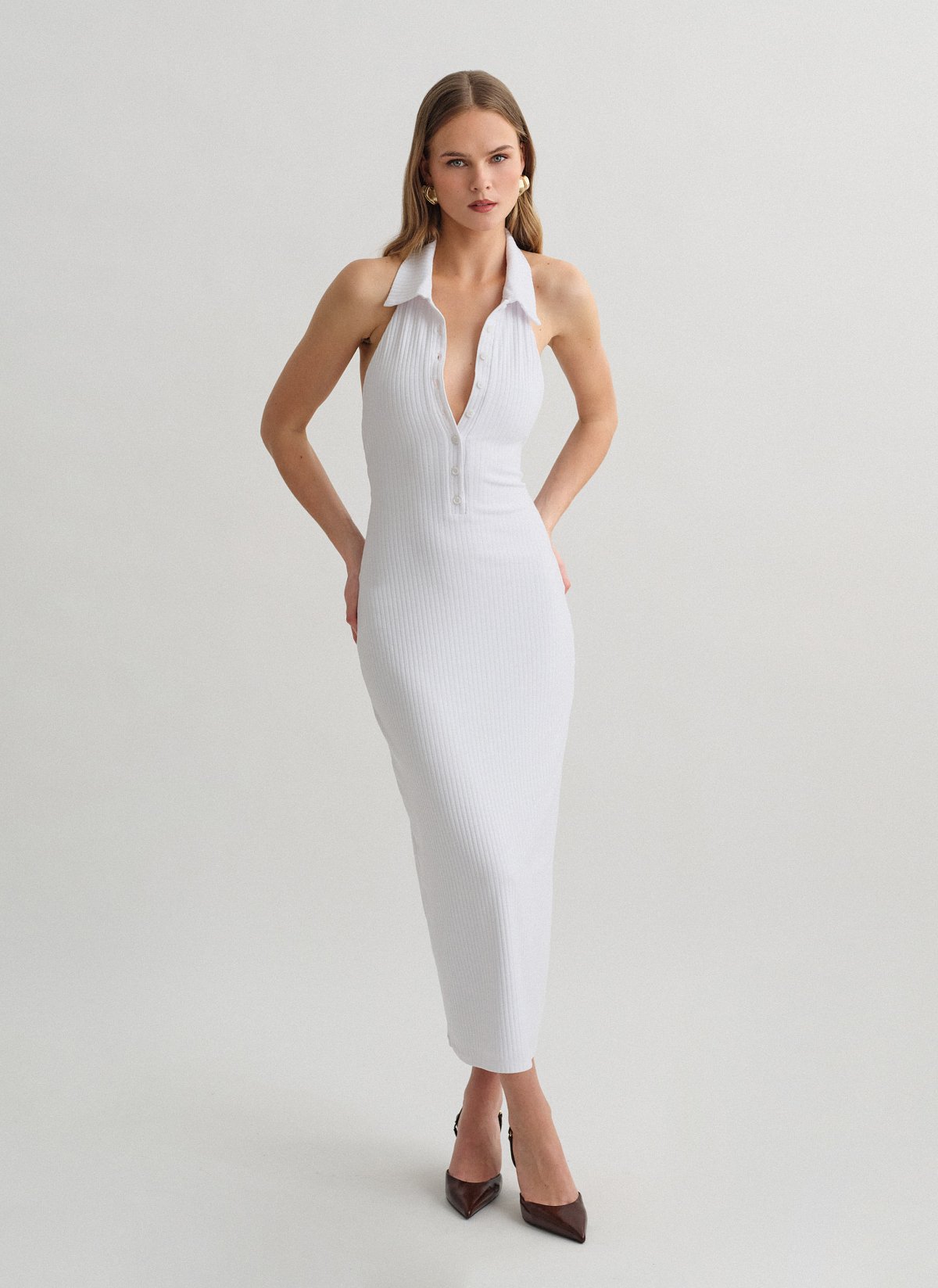 Μακρύ ριπ φόρεμα με γιακά-10