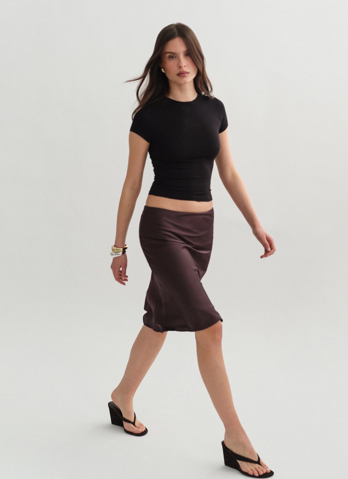 Σατέν midi φούστα-2