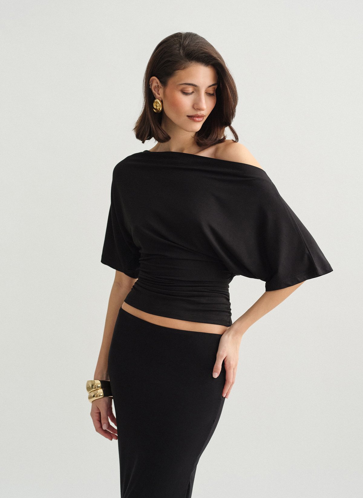 Μεσάτη one-shoulder μπλούζα bamboo-5