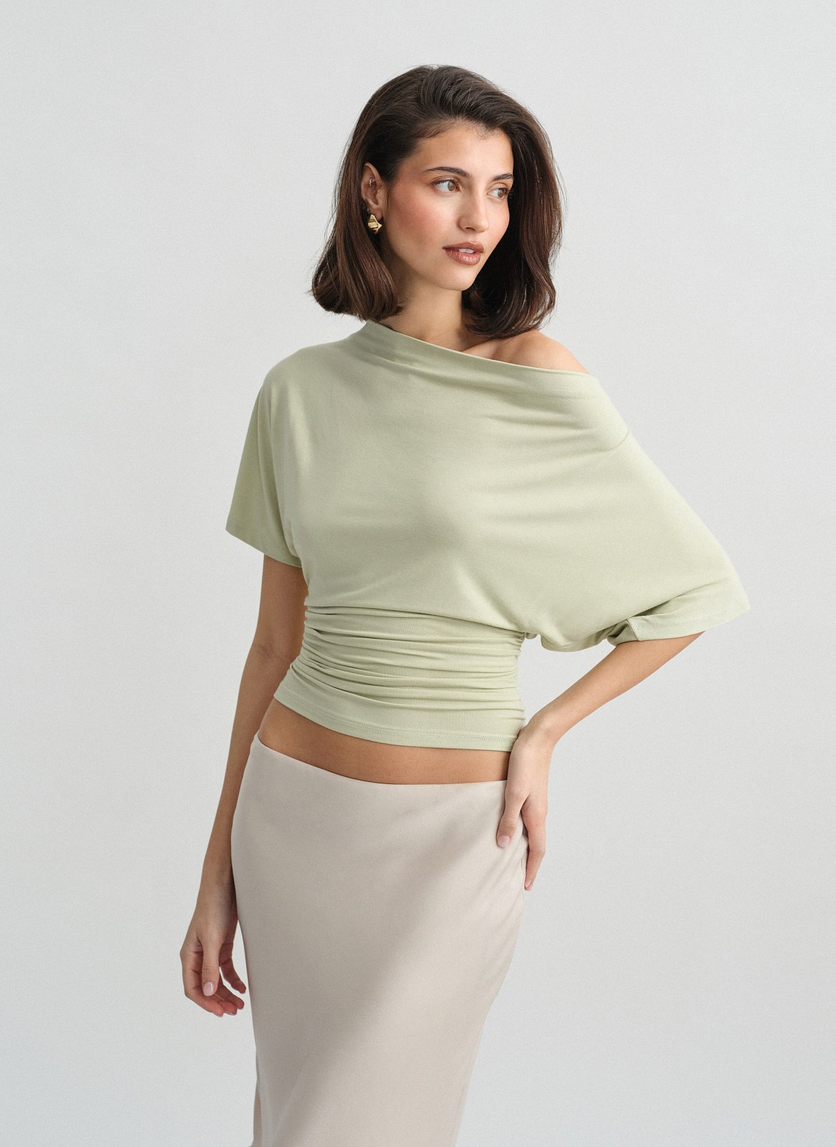 Μεσάτη one-shoulder μπλούζα bamboo-13