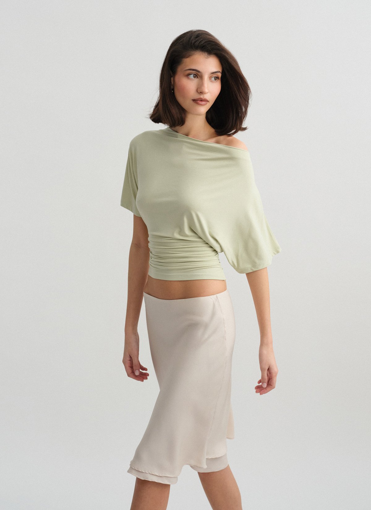 Μεσάτη one-shoulder μπλούζα bamboo-14