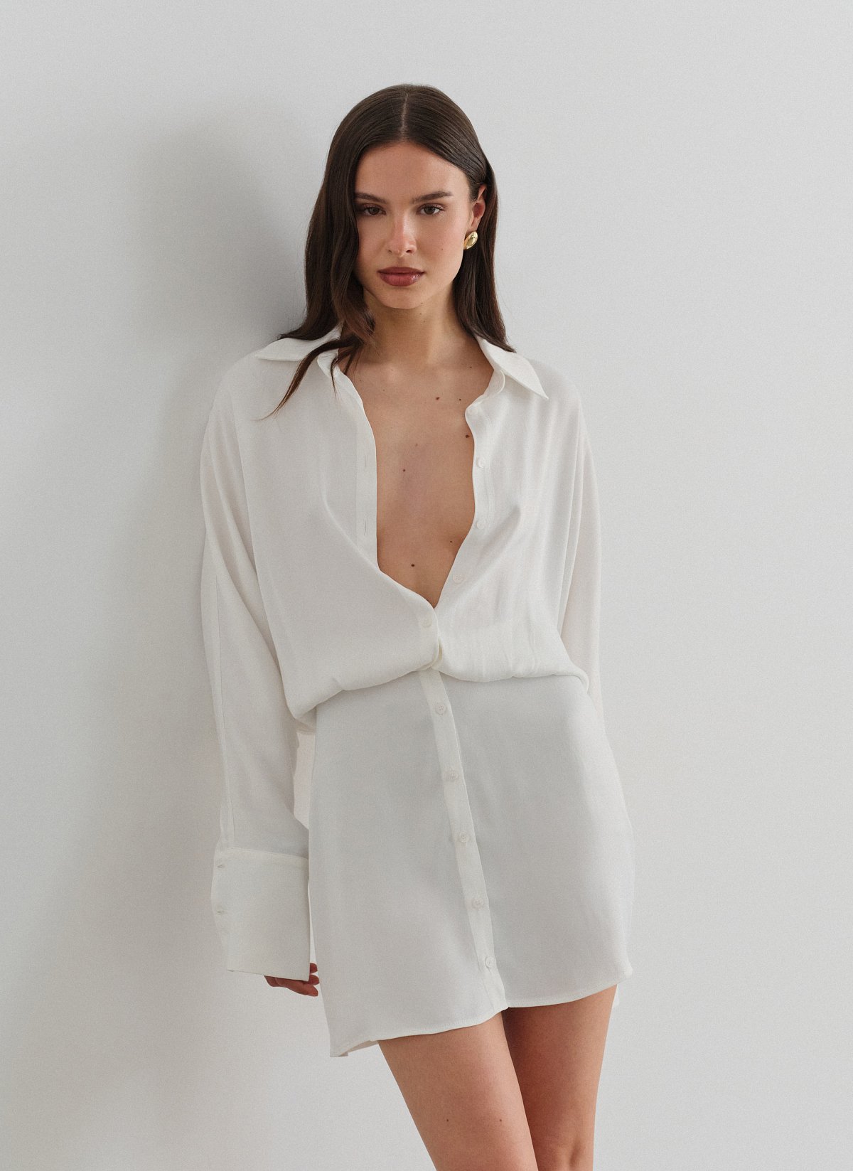 Σατέν μίνι φόρεμα με κουμπιά-13