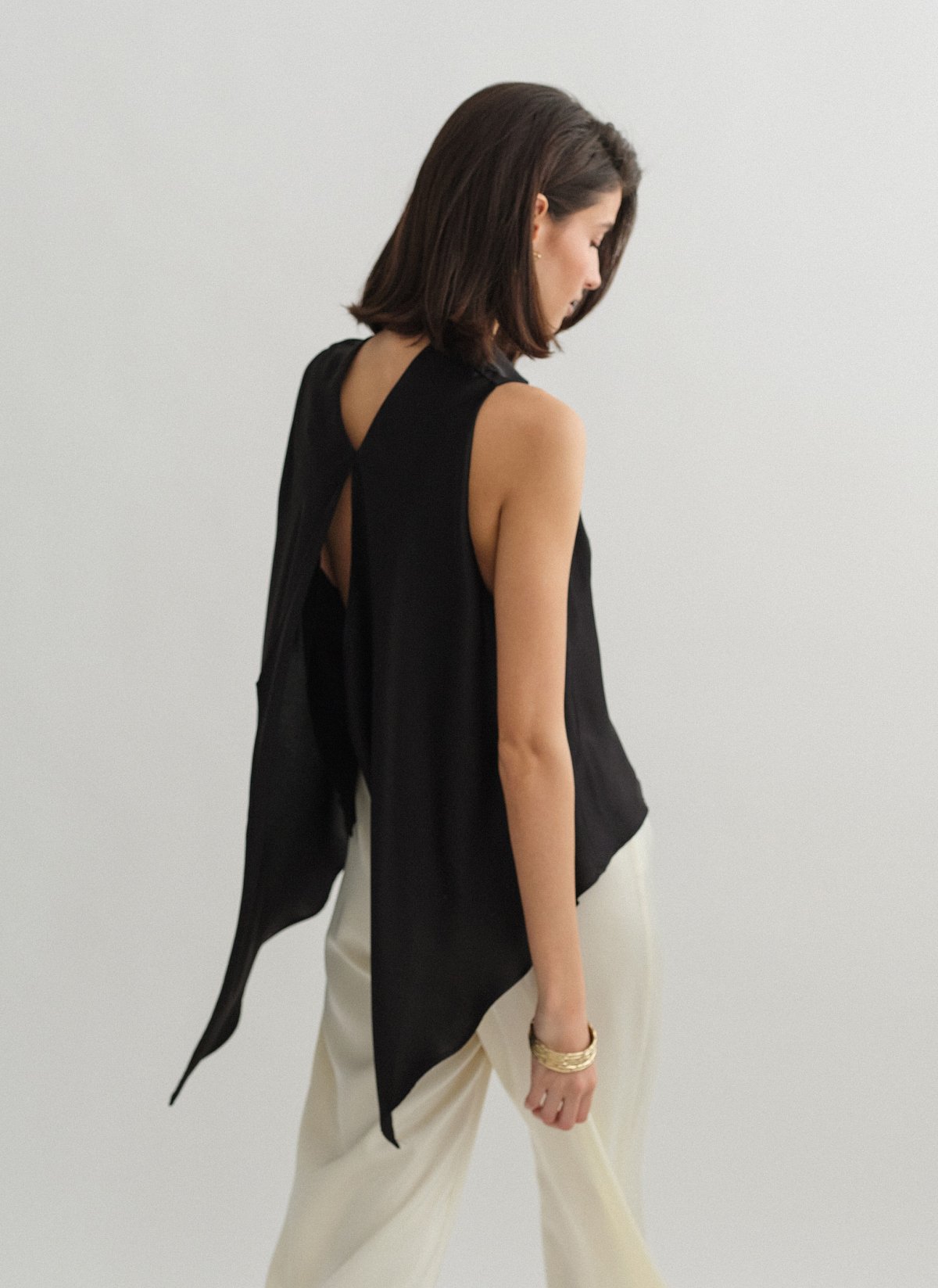 Ασύμμετρη σατέν μπλούζα-1