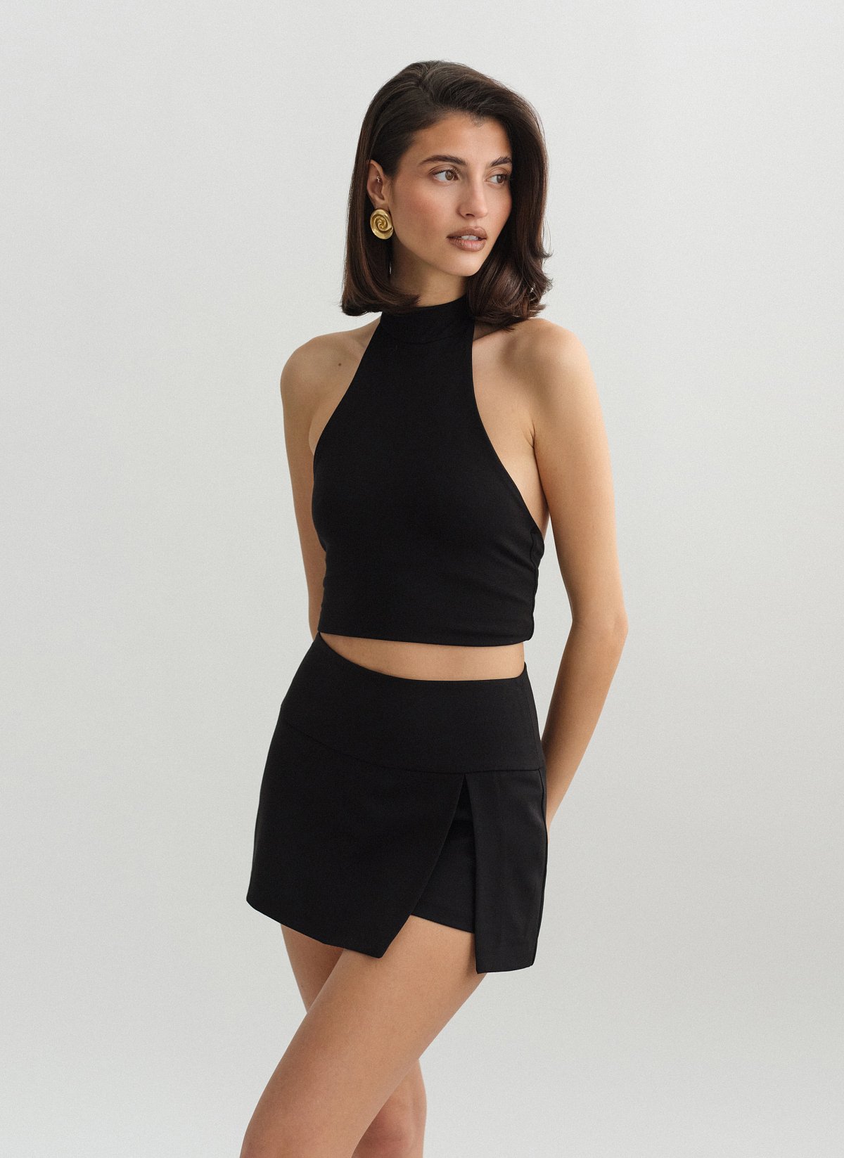 Υφασμάτινη παντελονόφουστα με σκίσιμο-8