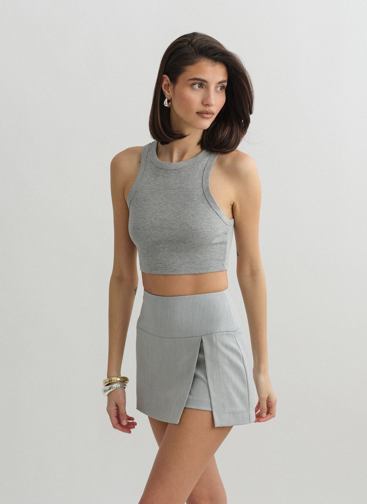 Υφασμάτινη παντελονόφουστα με σκίσιμο-14