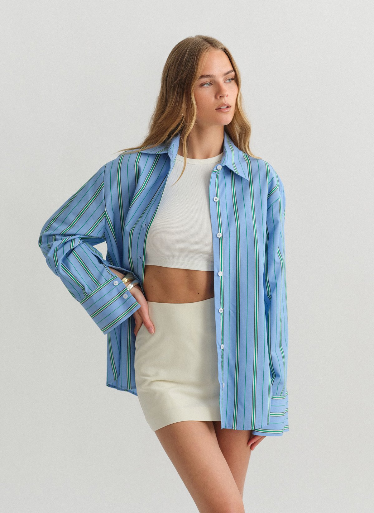 Γυναικείο ριγέ oversized πουκάμισο