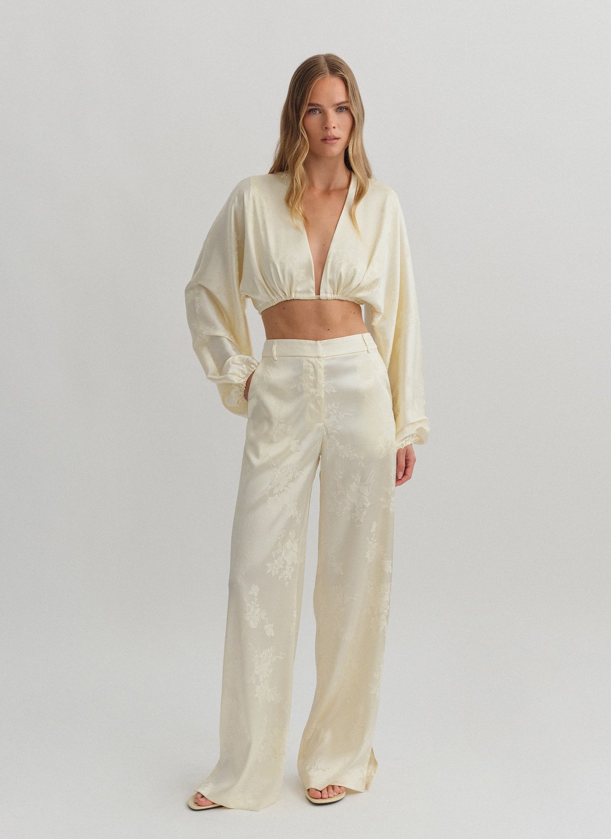 Γυναικείο ζακάρ παντελόνι με σκίσιμο