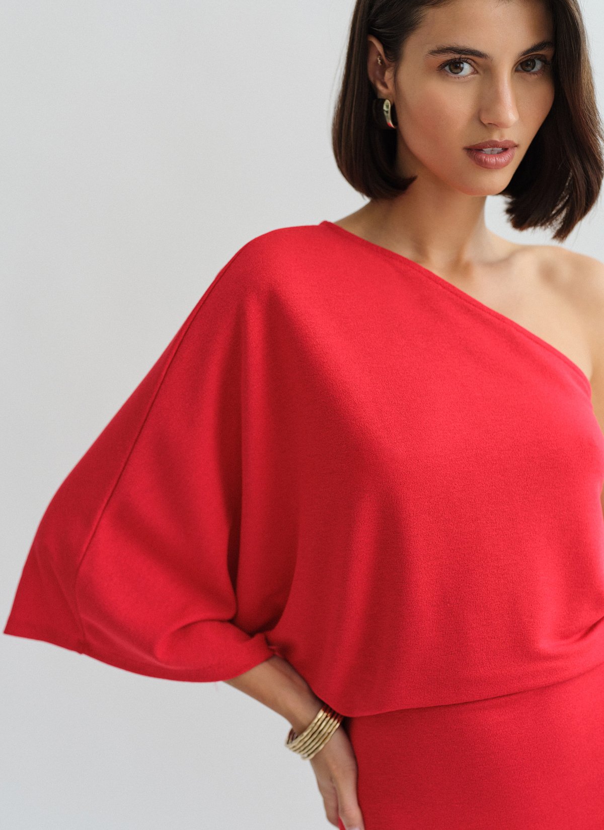 Light-knit one shoulder mini dress-3