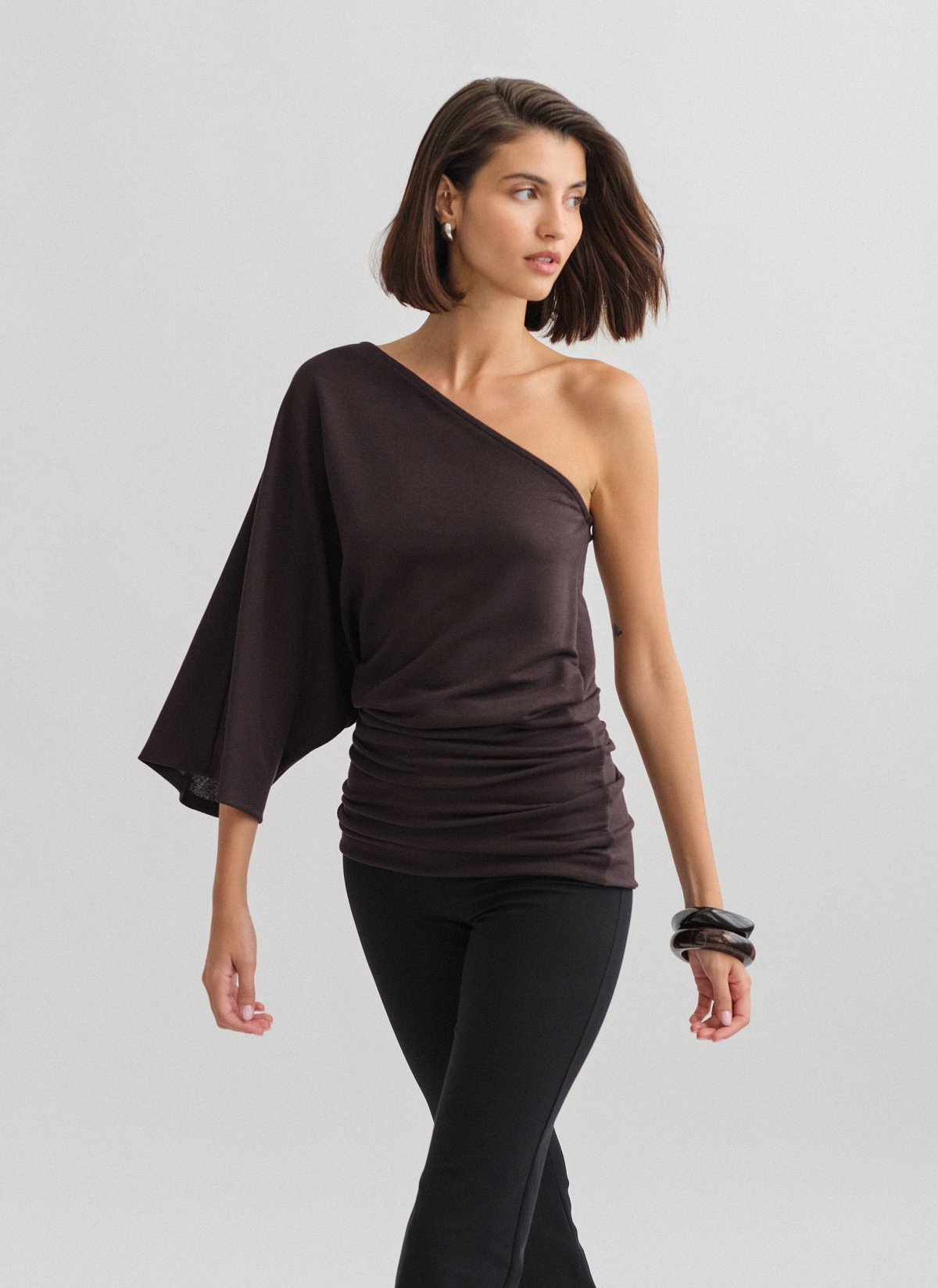 Light-knit one shoulder mini dress-18