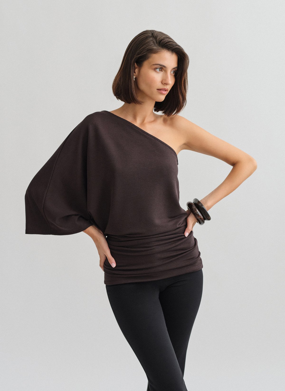 Light-knit one shoulder mini dress-19