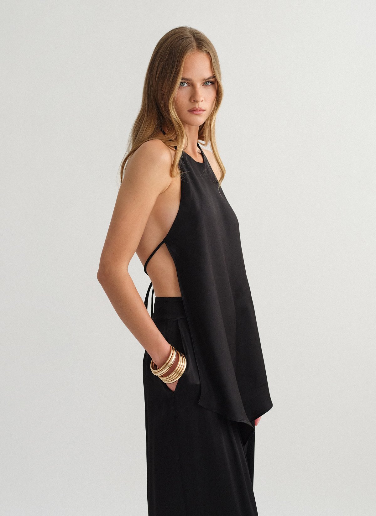 Satin halter blouse-11