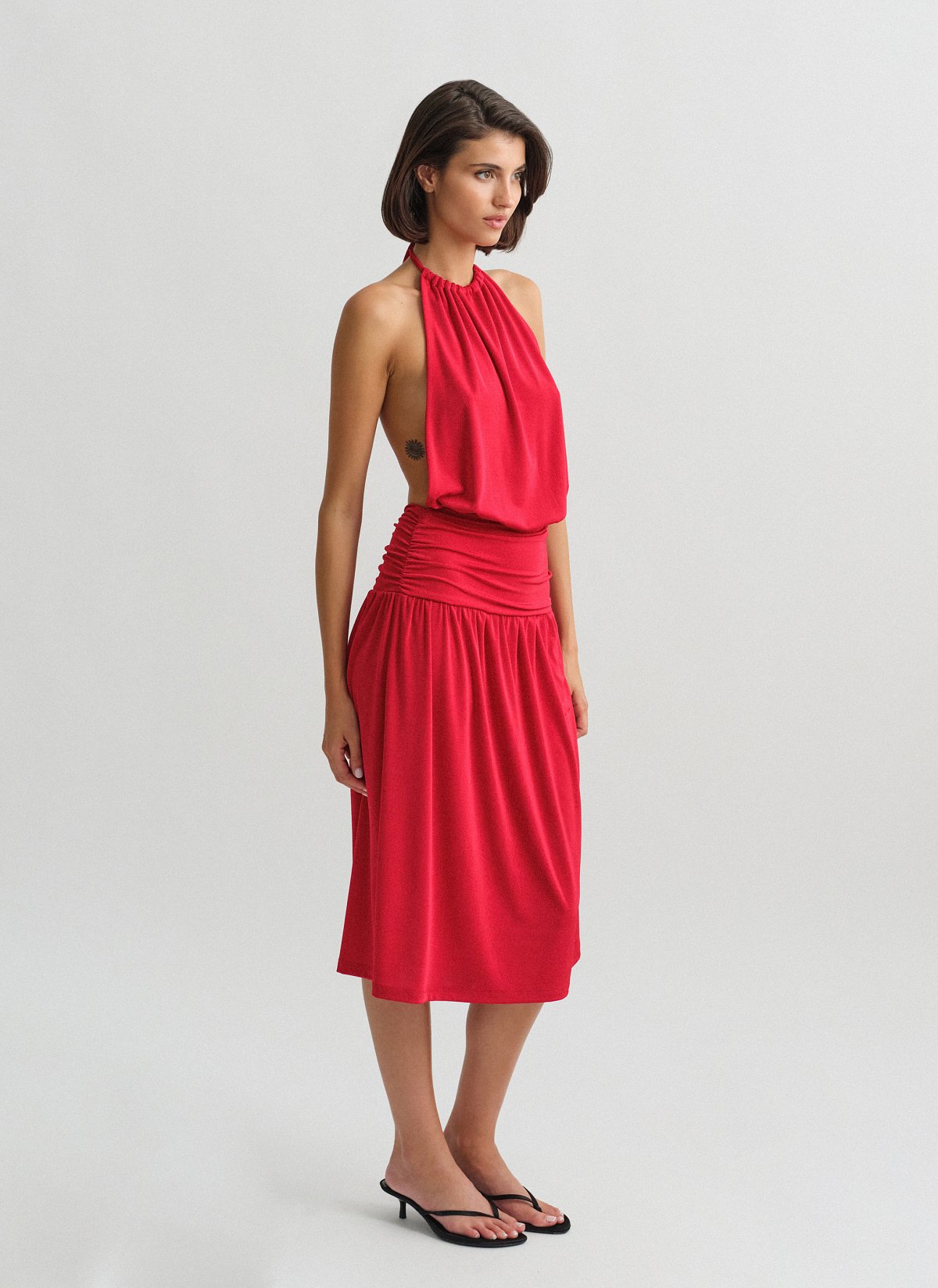 Halter midi φόρεμα με σούρες-13