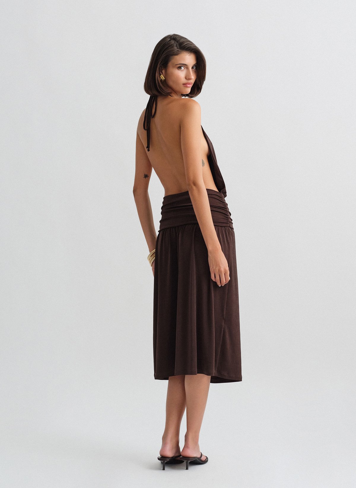 Halter midi φόρεμα με σούρες-7