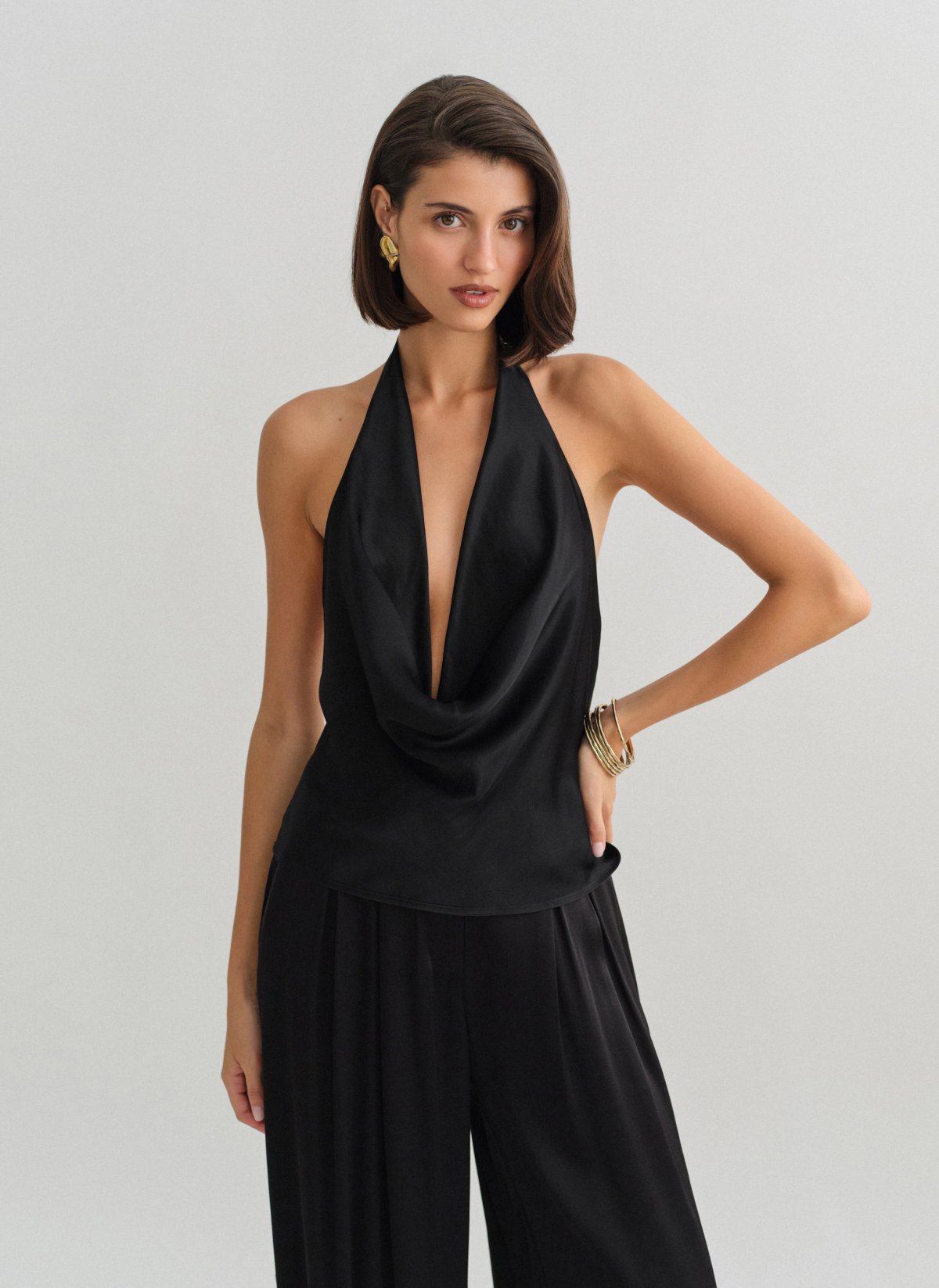Satin halter draped blouse-15