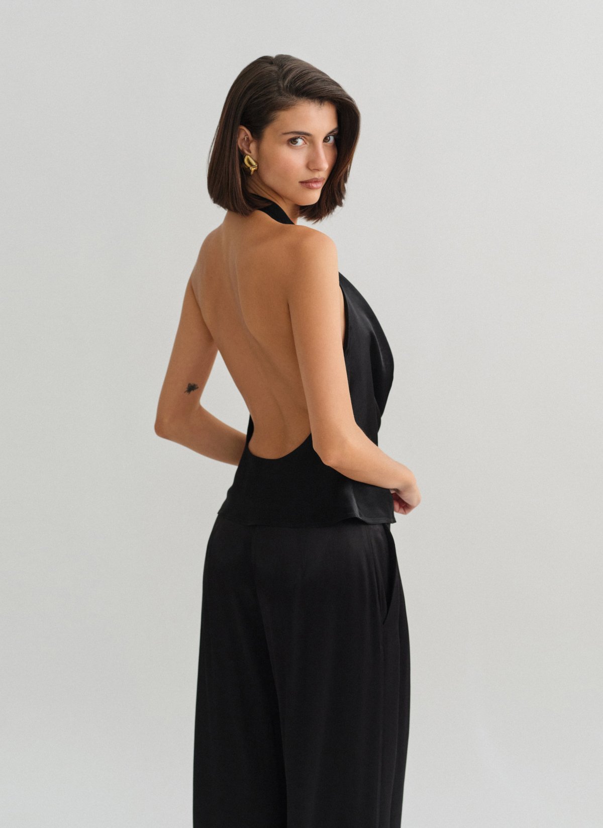 Satin halter draped blouse-14