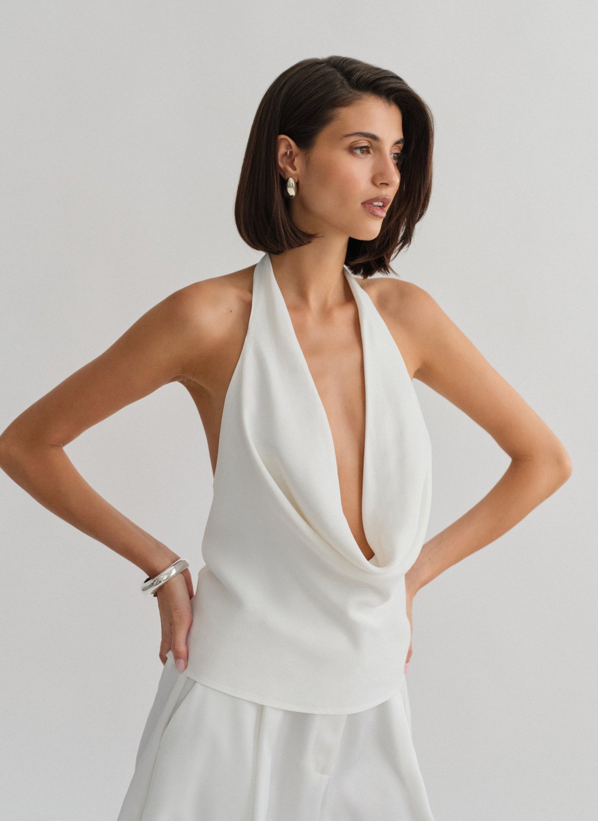 Satin halter draped blouse-6