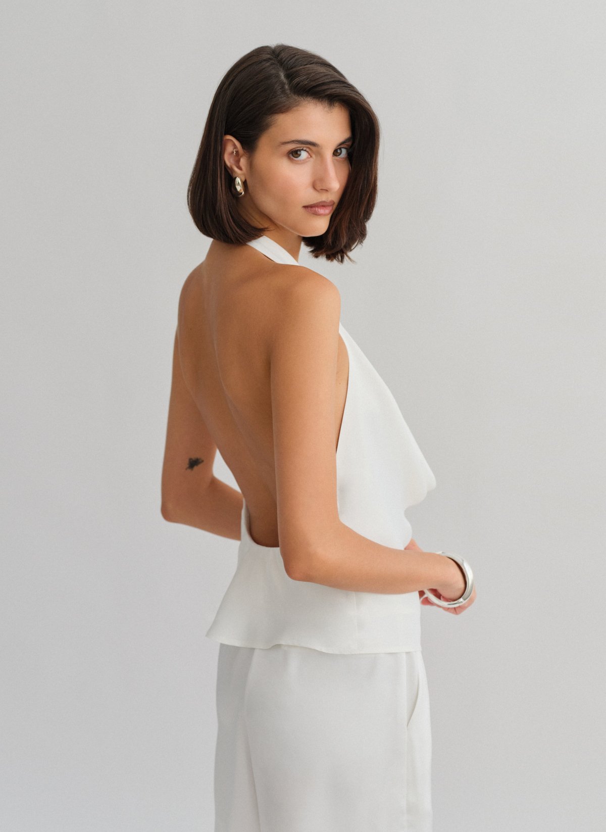 Satin halter draped blouse-4