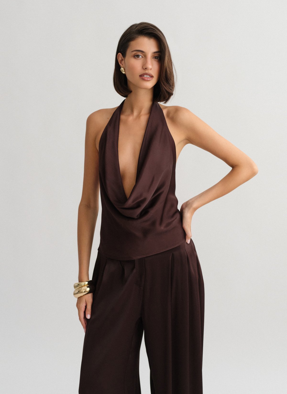 Satin halter draped blouse-11