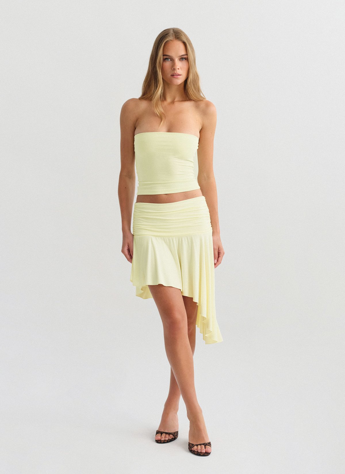 Bamboo mini skirt with asymmetric hem-22
