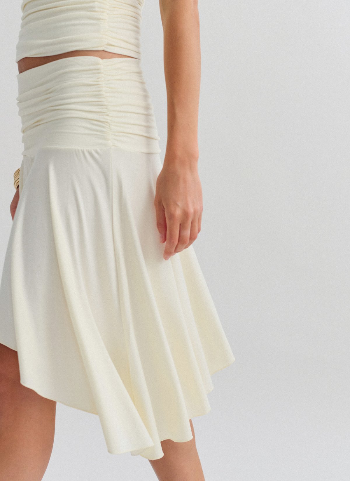 Bamboo mini skirt with asymmetric hem-14