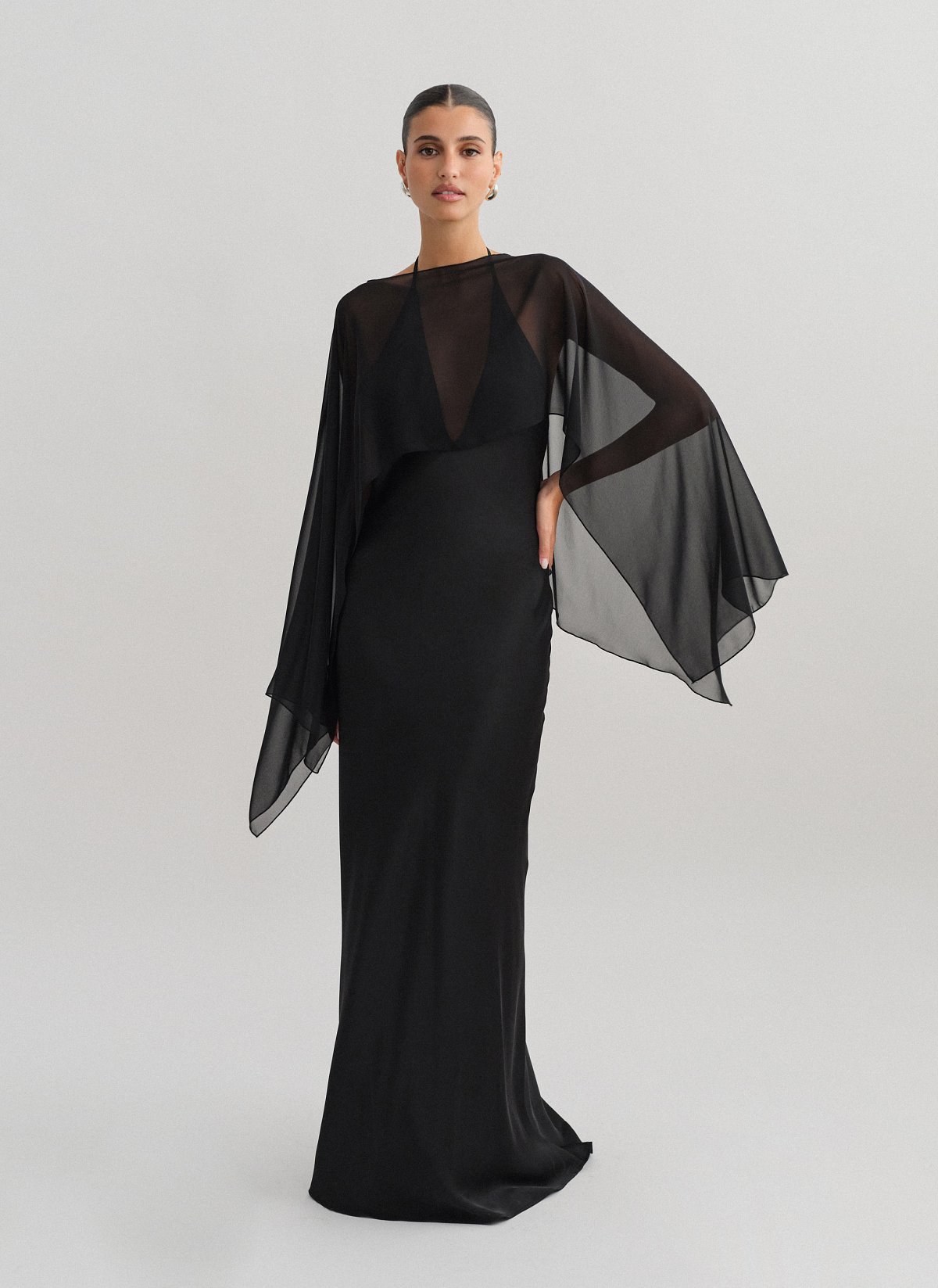 Σατέν halter maxi φόρεμα-15