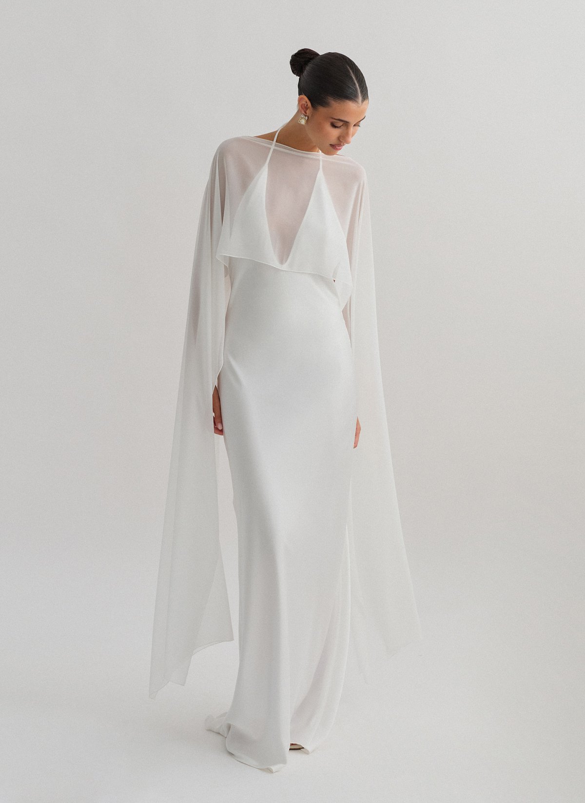 Σατέν halter maxi φόρεμα-21