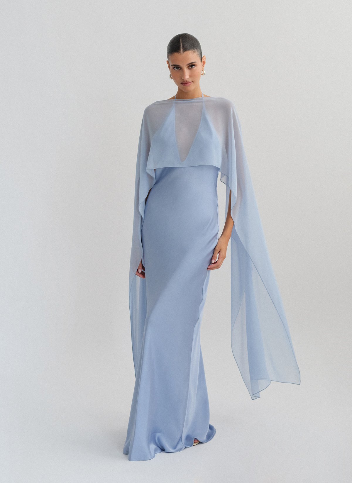 Σατέν halter maxi φόρεμα-37