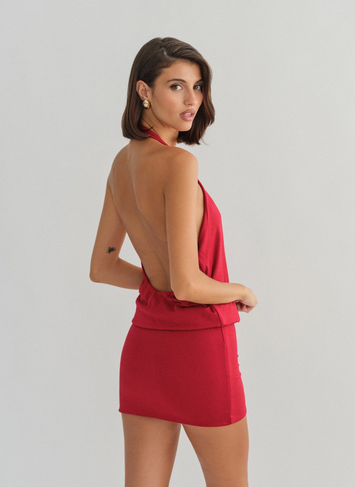 Halter μίνι φόρεμα bamboo-19