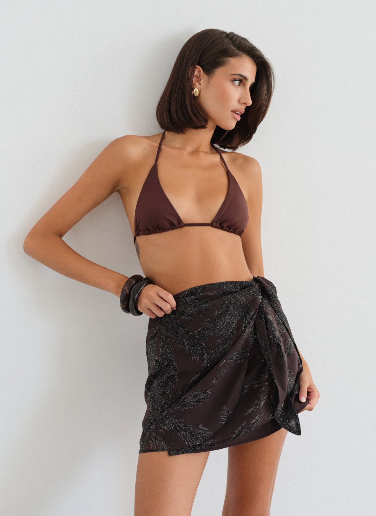 Printed mini wrap skirt-9