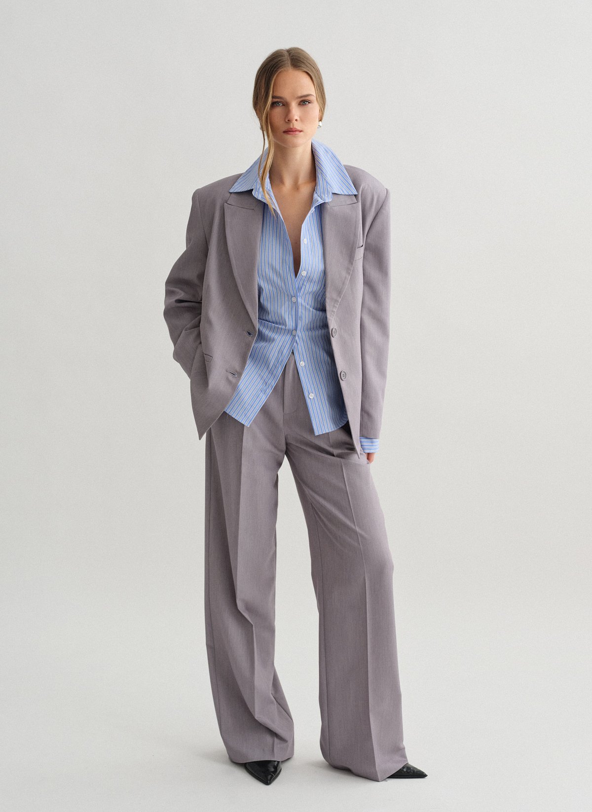 Υφασμάτινο παντελόνι με τσάκιση-21